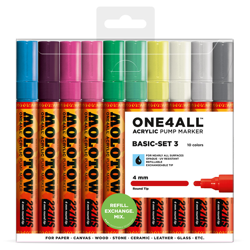 Image of Akrylmarker Molotow 227HS 4mm Wallet Basic-Set 3 10 pcs. utgått 200479 4250397625348