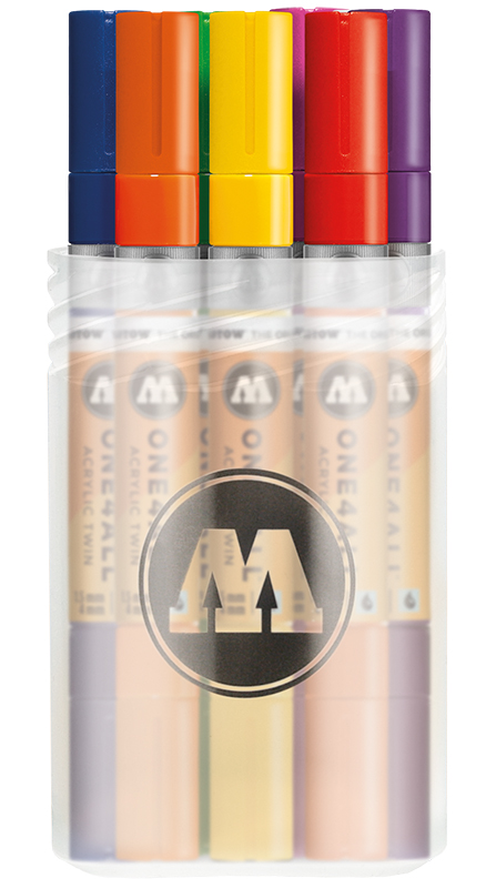 Image of Akrylmarker Molotow TWIN Basic 1. set. 12st 1,5 + 4mm  utgått 200480 4250397634715