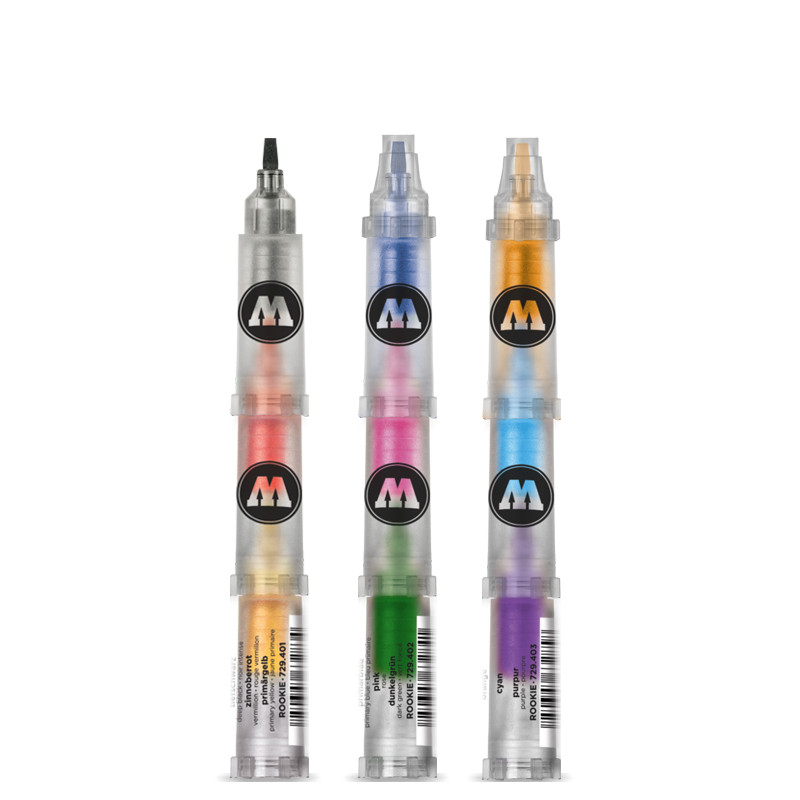 Image of Akvarellpennset Molotow ROOKIE  3 pennor 9 färger 200481 4250397634739