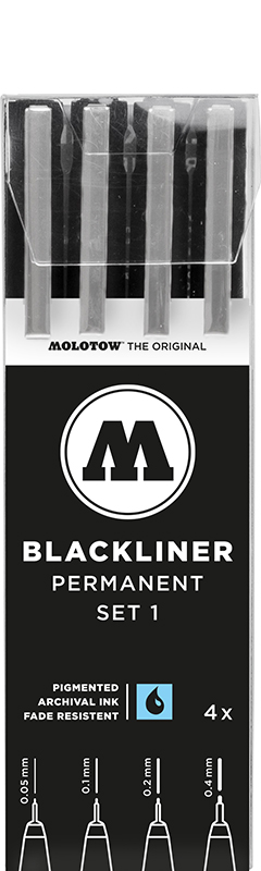 Image of Fineliner Molotow NY  Basic Blackliner  Set 1  0,05/0,1/0,2/0,4 200486 4250397609355