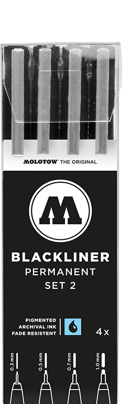 Image of Fineliner Molotow NY Basic Blackliner  Set 2 0,3/0,5/0,7/1,0 200487 4250397609355
