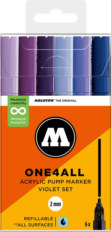 Image of Akrylmarkerset Molotow ONE4ALL 127HS Violet Set 200813 4250397674148