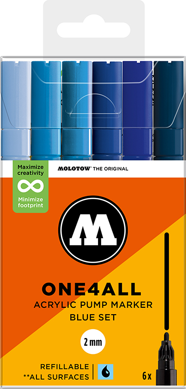 Image of Akrylmarkerset Molotow ONE4ALL 127HS Blue Set 200814 4250397674155