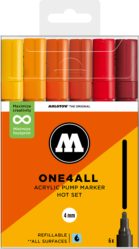 Image of Akrylmarkerset Molotow ONE4ALL 227HS Hot Set 200831 4250397674384