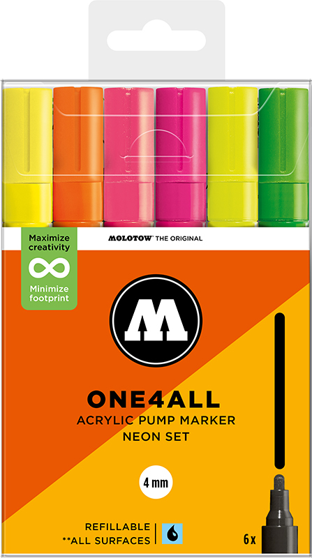 Image of Akrylmarkerset Molotow ONE4ALL 227HS Neon Set 200841 4250397674483