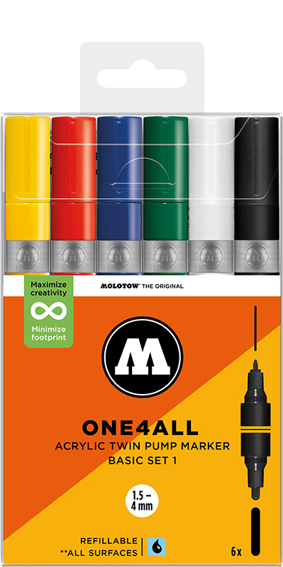 Image of Akrylmarkerset Molotow ONE4ALL  Acrylic Twin Basic Set 1 200850 4250397674636