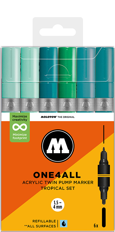 Image of Akrylmarkerset Molotow ONE4ALL  Acrylic Twin Tropical Set 200855 4250397674681
