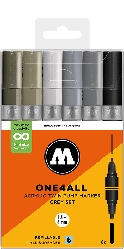 Image of Akrylmarkerset Molotow ONE4ALL  Acrylic Twin Grey Set 200858 4250397674711