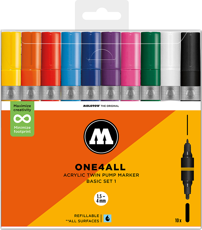 Image of Akrylmarkerset Molotow ONE4ALL  Acrylic Twin Basic Set 1 200890 4250397674957