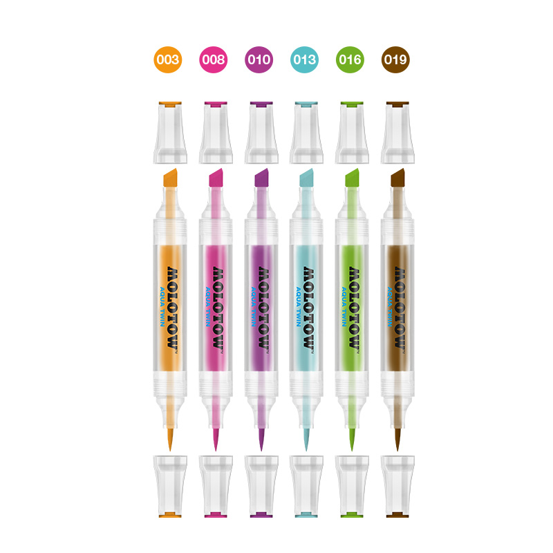 Image of Akvarellmarkerset Molotow AQUA TWIN Basic set 2 6pennor 729302 4250397620237