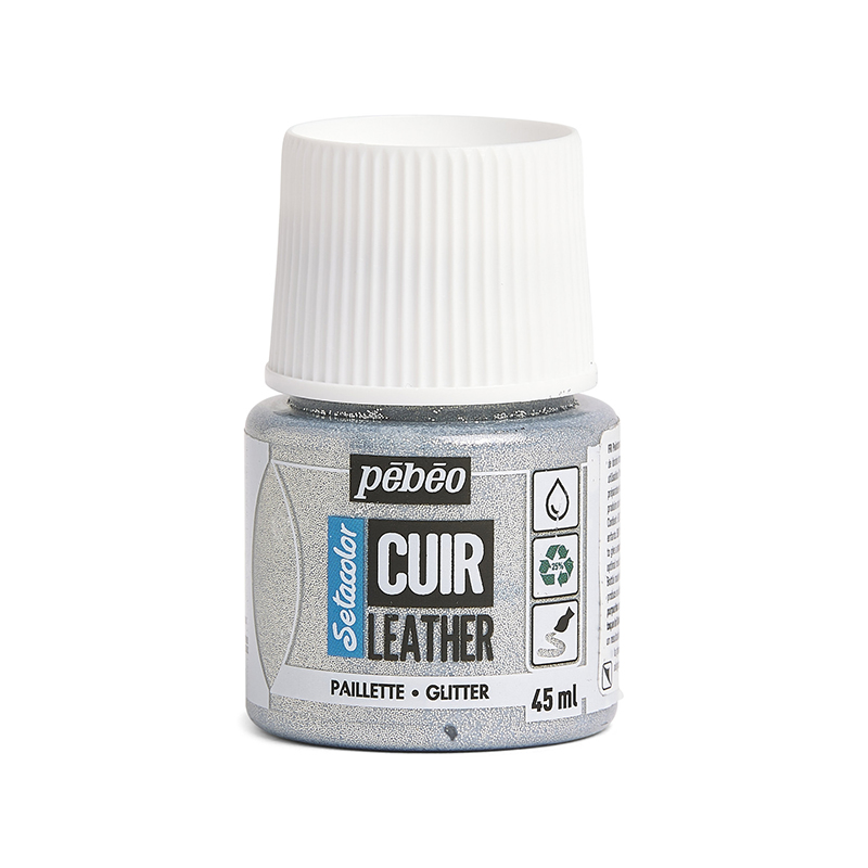 Image of Läderfärg Pebeo Cuir Leather 45ml - Glitter Silver 295636 3167862956368
