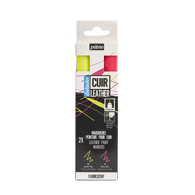 Image of Läderfärg Pebeo Cuir Leather Marker Kit X2 Fluorescent 295686 3167862956863
