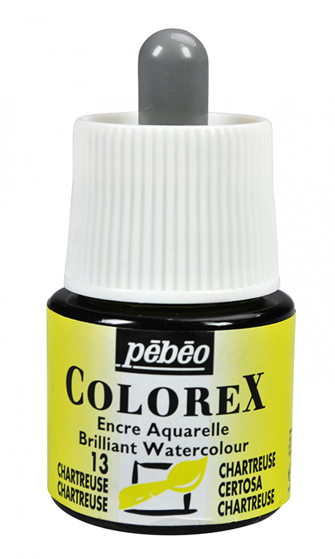 Image of Tusch Pebeo Colorex Ink 45ml Chartreuse 013 (5F) 341013 3167863410135