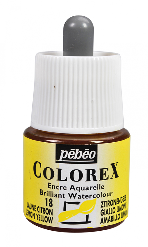 Image of Tusch Pebeo Colorex Ink 45ml Lemon Yellow 018 (5F) 341018 3167863410180