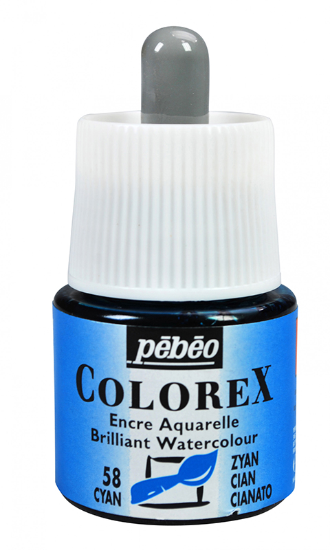 Image of Tusch Pebeo Colorex Ink 45ml Cyan 058 (5F) 341058 3167863410586