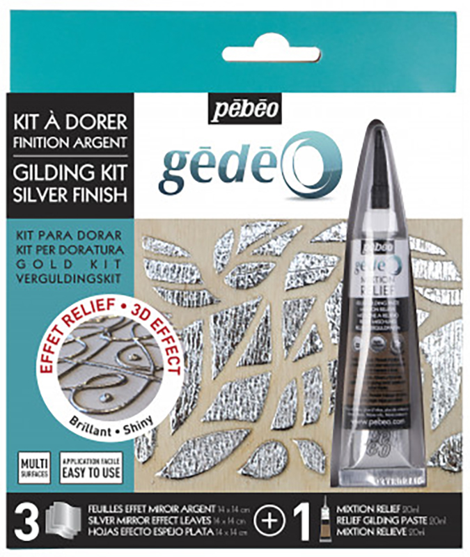 Image of Förgylling Pebeo Gilding Kit 3 Silver Mirror Effect Leaves  (6F) 766597 3597587665977