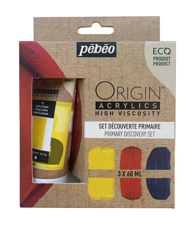 Image of Akrylfärgset Pebeo ORIGIN DÉCOUVERTE 3 x 60 ML PRIMAIRE 817410 3167868174100