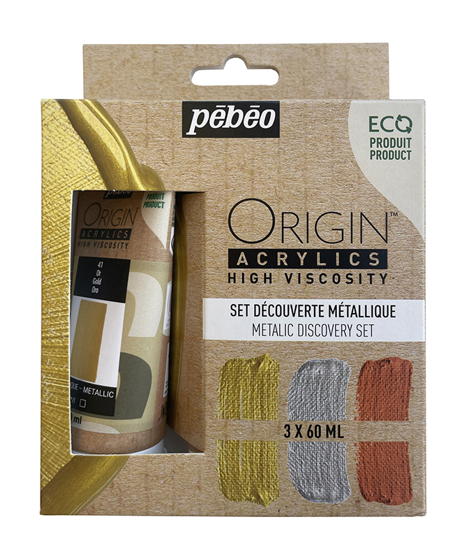 Image of Akrylfärgset Pebeo ORIGIN DÉCOUVERTE 3 x 60 ML MÉTALLIQUE 817411 3167868174117