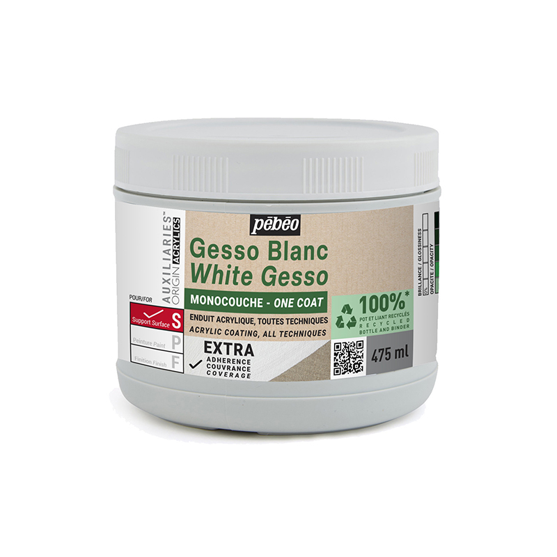 Image of Akrylmedium Pebeo ORIGIN ONE COAT WHITE GESSO STUDIO GREEN 475ML 818615 3167868186158