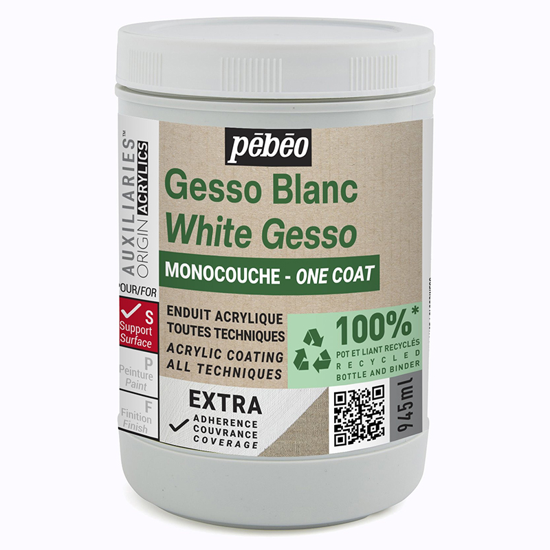 Image of Akrylmedium Pebeo ORIGIN ONE COAT WHITE GESSO STUDIO GREEN 945ML 818616 3167868186165