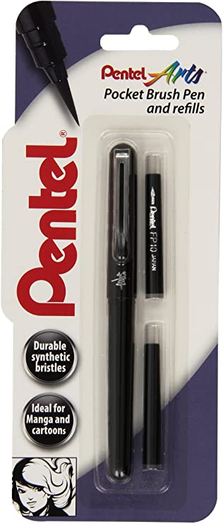 Image of Penselpenna Pentel Pocket Brush Pen & 2 patroner Svart XGFKP/FP10 (ex144) 2500201 5011433132430