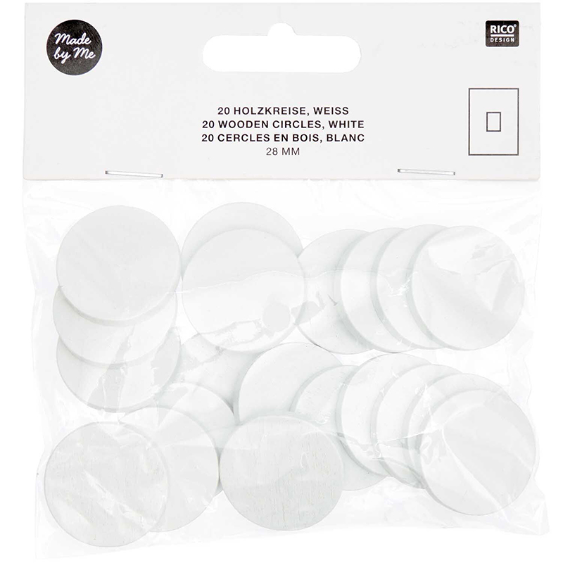 Image of Trädelar RICO Design WOODEN CIRCLES SMALL, WHITE, 28MM, 20PCS 500195 4065166007726