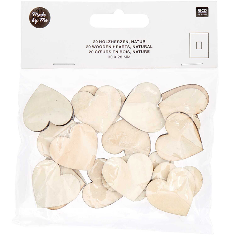 Image of Trädelar RICO Design WOODEN HEARTS SMALL, NATURAL, 30X28MM, 20PCS 500198 4065166007757
