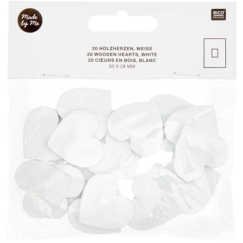 Image of Trädelar RICO Design WOODEN HEARTS SMALL, WHITE, 30X28MM, 20PCS 500199 4065166007764