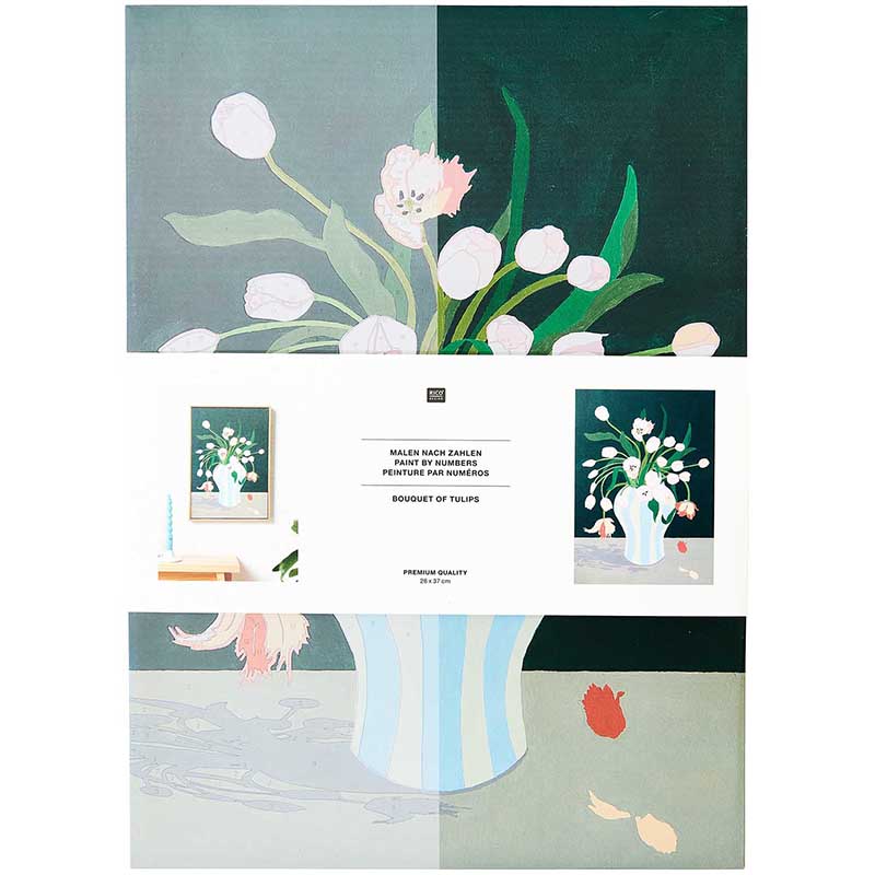 Image of Paint by numbers set RICO, Tulips Bouquet, 26 x 37 cm, FSC 100% 800644 4065166076920