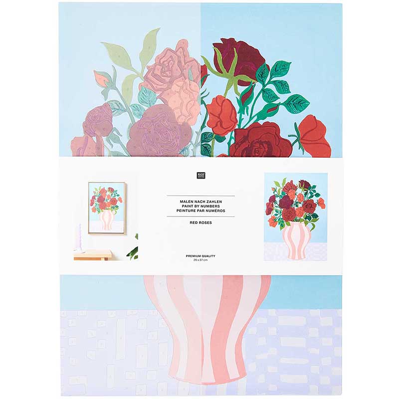 Image of Paint by numbers set RICO, red Roses, 26 x 37 cm, FSC 100% 800645 4065166076937