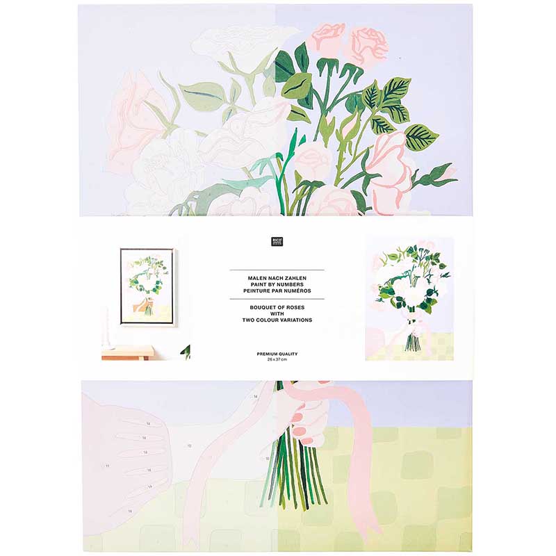 Image of Paint by numbers set RICO, Roses Bouquet, 26 x 37 cm, FSC 100% 800646 4065166076944