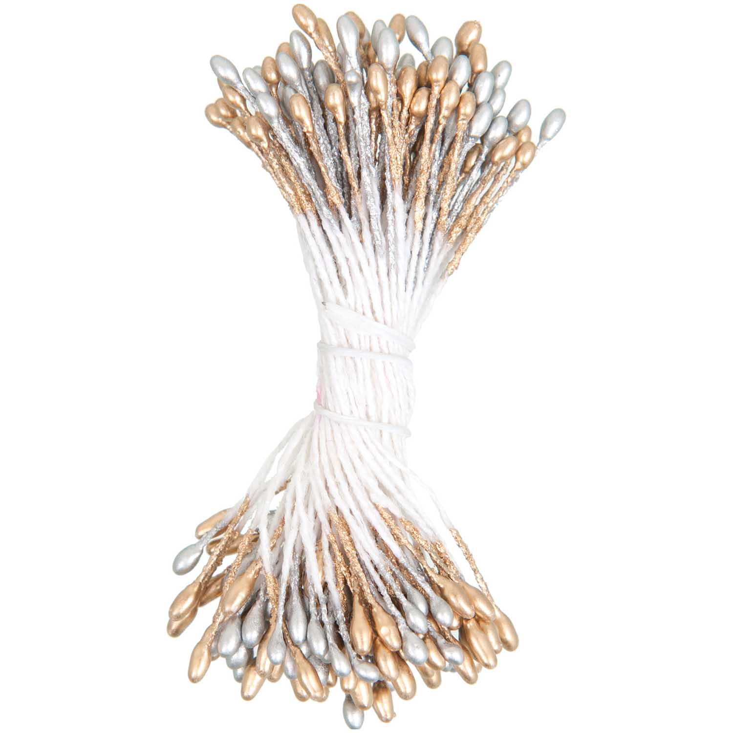 Image of Kräppistiller FLOWER PIPS, GOLD/SILVER 6cm 100-p 990006229 4051271083830