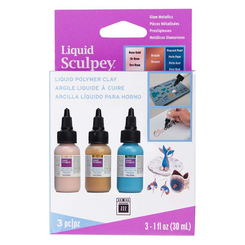 Image of Lera Liquid Sculpey Multipack -- Glam Metallics, 3 x 1 fl oz (30 ml) ALSGLM1 823560 715891888889