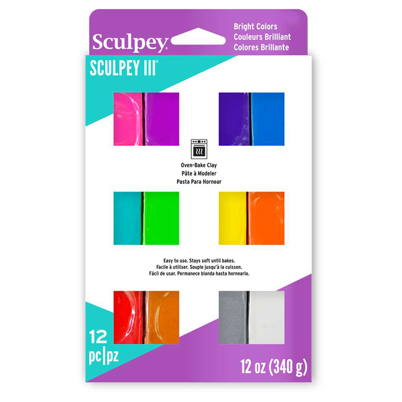 Image of Lera Sculpey III Bright Multi Pack, 12 X 1 Oz.  S3VMB-6 (3F) 836001 715891112465