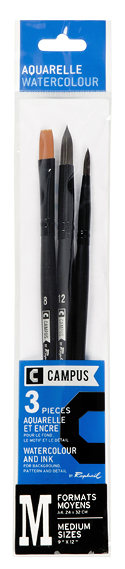 Image of Syntetpenselset Campus 3 watercolour brushes M  (3F) 1041100 3046450012122