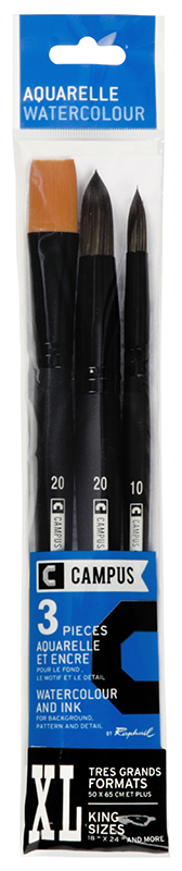 Image of Syntetpenselset Campus 3 watercolour brushes XL  (3F) 1041300 3046450012931
