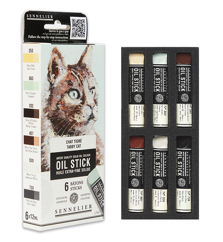 Image of Oil Stick Sennelier 6x12ml Mini oilstick Tabby cat 13011606 3046451966431