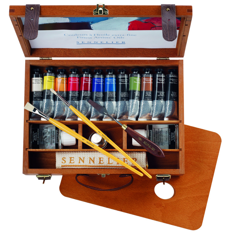 Image of Oljefärgset Sennelier Artist Träskrin 12 tuber á 40 ml 130354 3046450480464