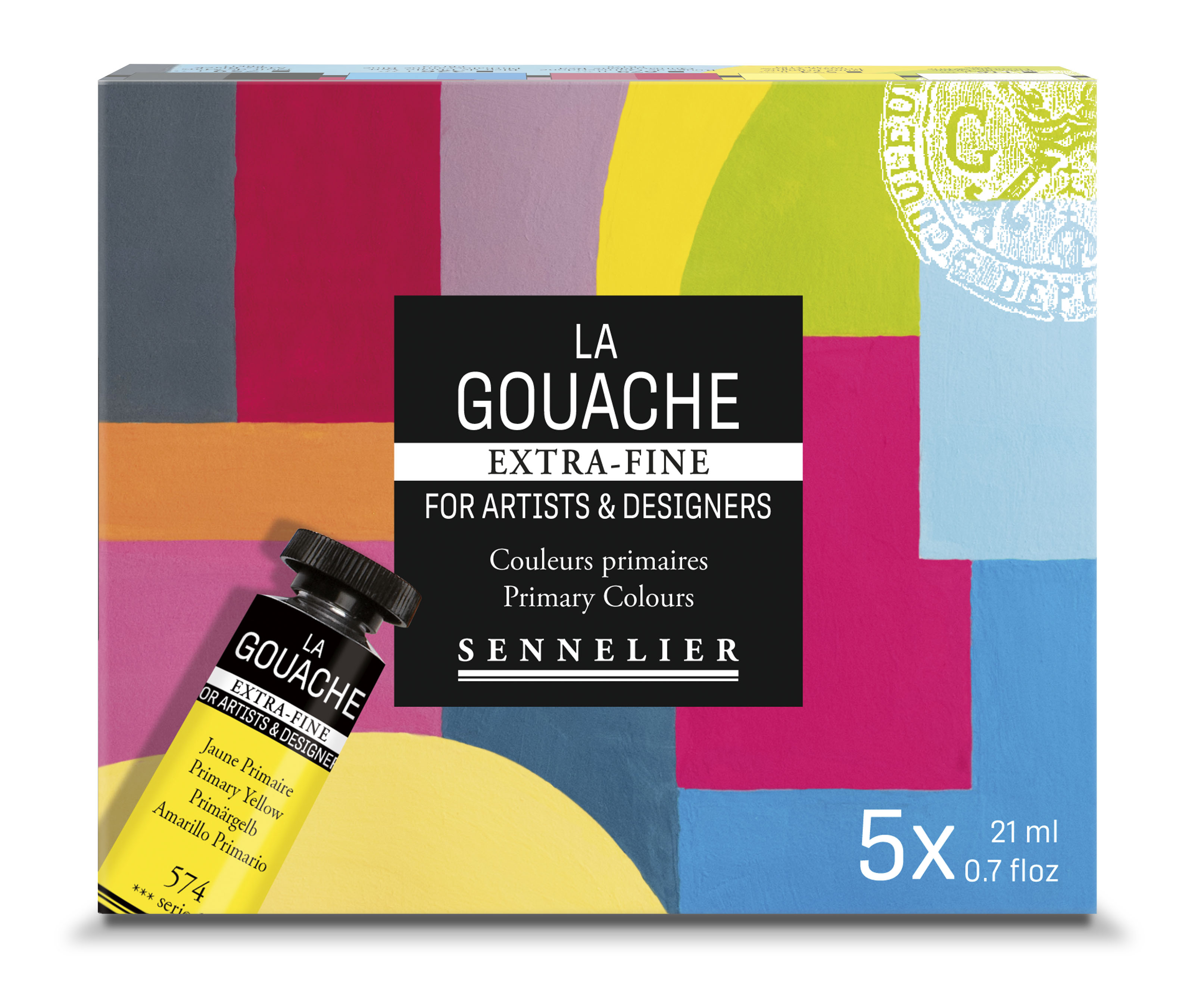 Image of Gouachefärg Sennelier Artist Primary Colours 5 tubes 21 ml 13052501 3046451993796