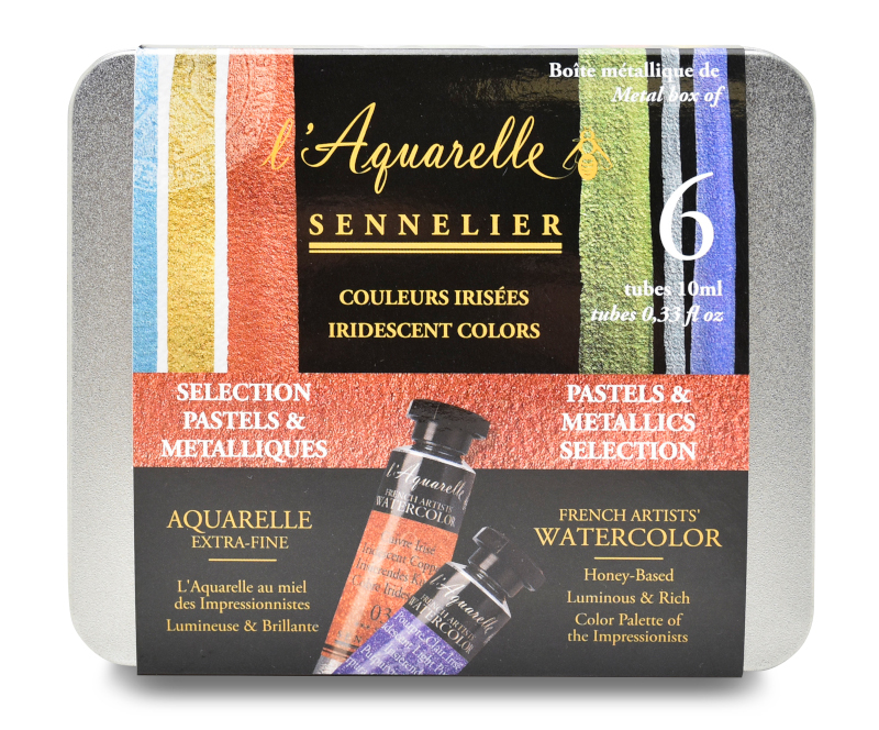 Image of Akvarellset Sennelier Artist L´Aquarelle iridescent 6x10 ml metal box - Pastels & Metallics 13162502 3046451951666