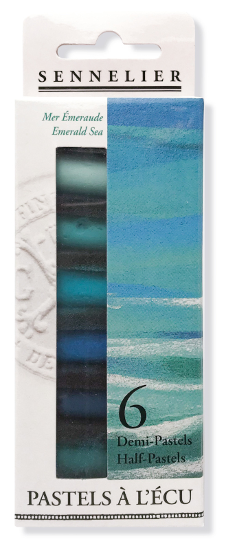 Image of Mjukpastell Sennelier Cardboard box - 6 1/2 pastel "à l'écu" - Emerald Sea 13228802 3046451925803