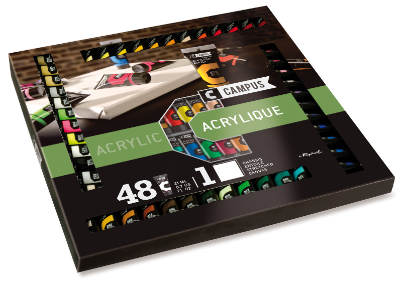 Image of Akrylfärgset Campus 48x21ml tub + duk 45x45cm 13172300 3046450025641