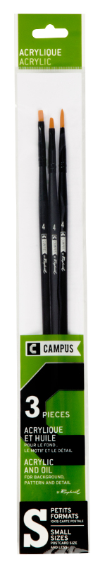 Image of Syntetpenselset Campus 3 acrylic brushes S  (3F) 1040200 3046450012030