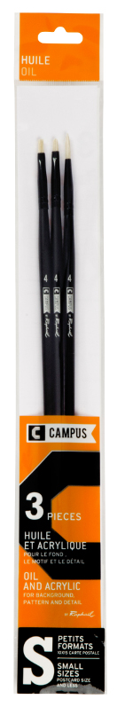 Image of Svinborstpenselset Campus 3 oil brushes S  (3F) 1040600 3046450012078