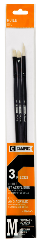 Image of Svinborstpenselset Campus 3 oil brushes M  (3F) 1040700 3046450012085
