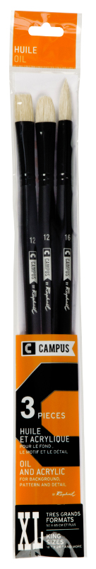 Image of Svinborstpenselset Campus 3 oil brushes XL  (3F) 1040900 3046450012108