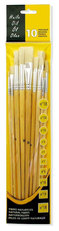 Image of Penselset 10 svinborstpenslar långt skaft 10533 3046450072829
