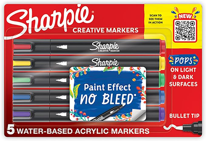 Image of SHARPIE ACRYLIC CREATIVE MARKER BULLET 5 set Blister (12F) 2201069 3026982010698