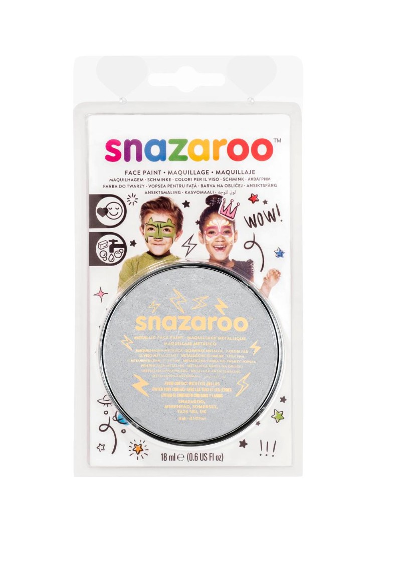Image of Ansiktsfärg Snazaroo 18ml Blister Metallic Electric Silver (5F) 1119766 766416117663