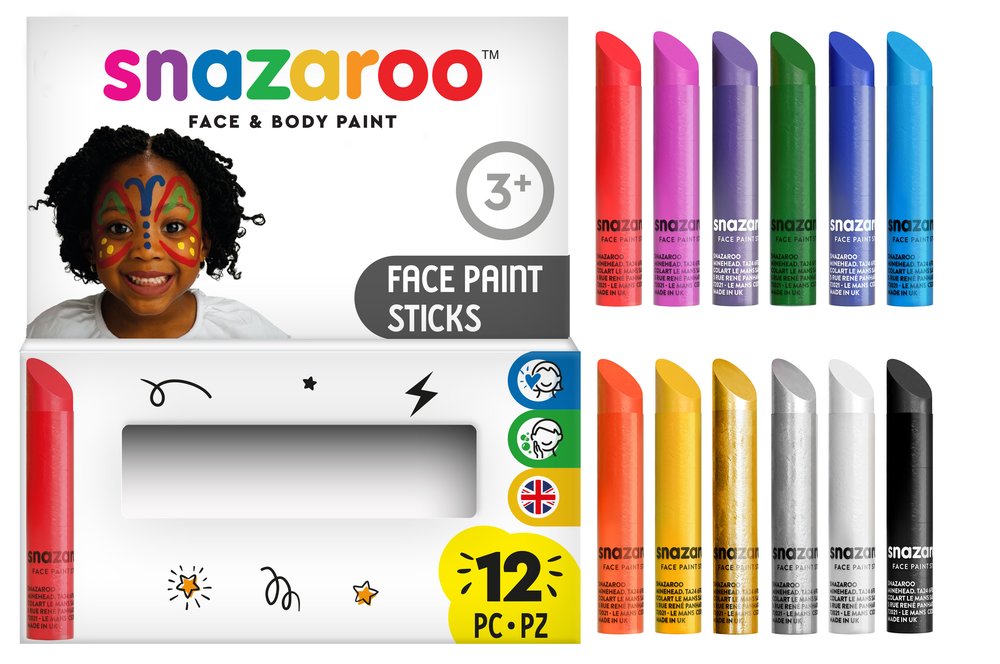 Image of Ansiktsfärgset Snazaroo Face Paint Sticks 12 pcs 1172193 766416496683
